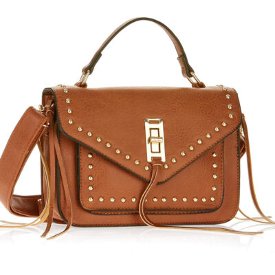 Bags - Metallic Sky Studded Crossbody With Fringe