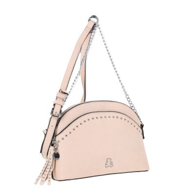 Geanta Casual Dama - Geanta Crossbody casual femei din piele eco roz cu lant tinte metalice Lulu Castagnette BSLLCA2103051