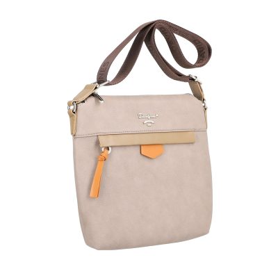 Geanta Casual Dama - Geanta tip postas dama piele eco taupe buzunar exterior cu fermoar David Jones BSDJCA2108321