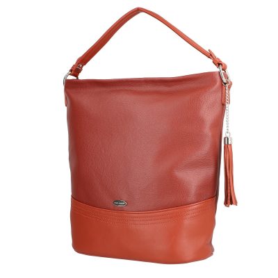 Geanta Casual Dama - Geanta Crossbody talie mare dama piele ecologica aramiu cu trei buzunare David jones BSDJCR2108309