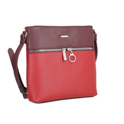 Geanta Casual Dama - Geanta Crossbody piele eco doua culori rosu bordo cu un compartiment David Jones BSDJCR2108333