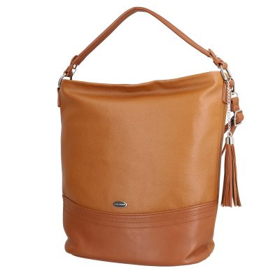 Geanta Casual Dama - Geanta Crossbody talie mare dama piele ecologica maro cu trei buzunare David jones BSDJCR2108306