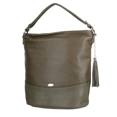 Geanta Casual Dama - Geanta Crossbody talie mare femei piele eco verde kaki cu trei buzunare David jones BSDJCR2108308