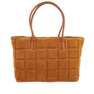 Geanta Casual Dama - Geanta Shopper dama piele eco velur maro cu textura si buzunare suplimentare BS202011107