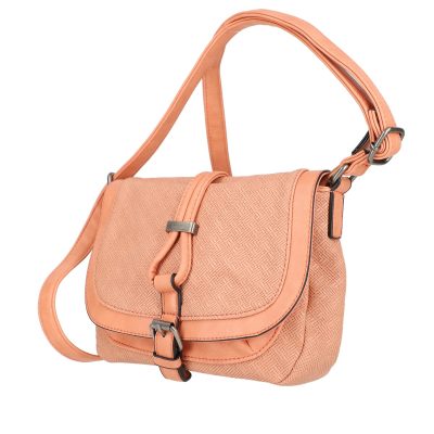 Geanta Casual Dama - Geanta casual dama din piele eco roz light cu catarama metalica si clapeta texturata Turbo Bags BSCA210181