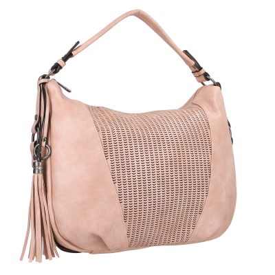 Geanta Casual Dama - Geanta casual talie mare de dama din piele eco roz coral texturata cu franjuri Turbo Bags BSCA2101257