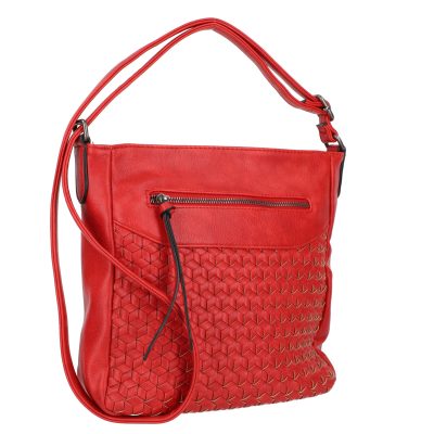 Geanta Casual Dama - Geanta casual femei piele eco rosie cu model exterior si bretea ajustabila rosie Turbo Bags BSCA210191