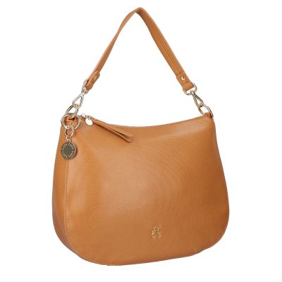 Geanta Casual Dama - Geanta crossbody de femei piele eco maro textura lucioasa cu buzunar lateral Lulu Castagnette BSLLCA2103114