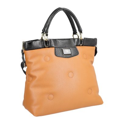 Genti Shopper - Geanta Shopper talie mare dama piele eco maro cu manere si bretea negre Laura Biaggi LBSH249E2108204