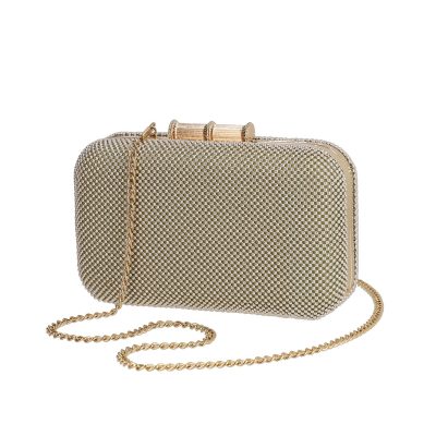 Clutch Auriu - Geanta de evenimente dama din material auriu detalii perla cu accesoriu metalic BS4168PO2205017