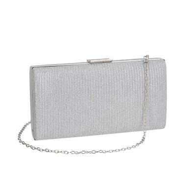 Clutch Argintiu - Geanta de ocazie eleganta din material argintiu lucios cu bretea lant si inchidere click Cammy BS8033Z2207506