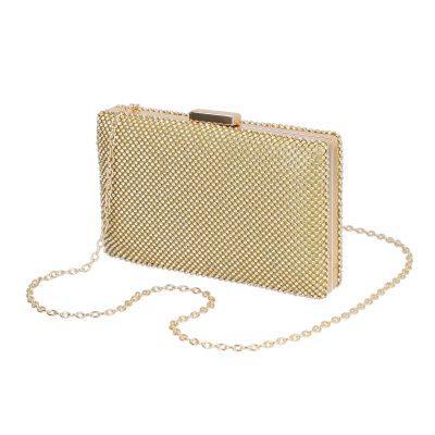 Clutch Auriu - Geanta de evenimente dama din material auriu cu cristale aurii si maner Denise BS989HD2207018