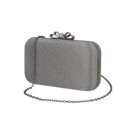 Clutch Negru - Geanta de evenimente dama din material sintetic neagra cu inchidere tip fundita BS8021PO2205057