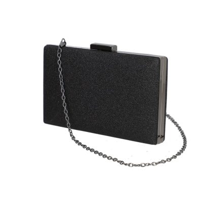 Clutch Negru - Geanta evenimente de femei material negru cu sistem click Vanessa BS8025Z2207007