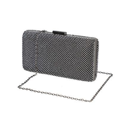 Clutch cu Pietre - Geanta de ocazie femei material negru model cu cristale inchidere accesoriu metalic BS1051HD2207012