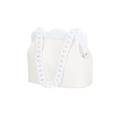 Geanta Casual Dama - Geanta casual mini de dama piele eco alba cu maner tip lant si bretea Emily BS1006CA2205364