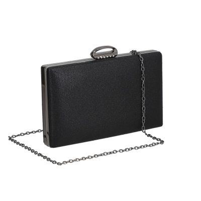 Geanta Clutch Dama - Geanta ocazii speciale femei din material argintiu cu inchidere click si rama metalica BS8029PO2205061