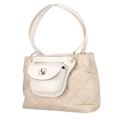 Genti Shopper - Geanta de umar casual de femei piele eco bej lemon matlasata cu manere Laura Biaggi BSLBSH2203010