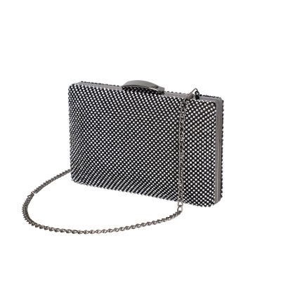 Clutch Negru - Geanta evenimente de femei material neagra cu rama metalica si lant Claire BS4122V2208117