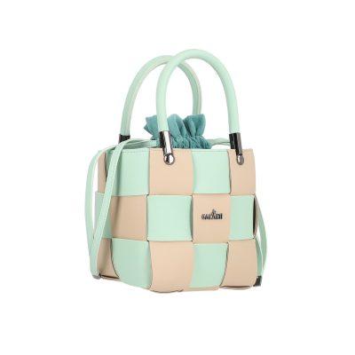 Geanta Mica - Poseta casual de dama din piele ecologica verde intretesuta cu inchidere tip sac Galanti BS043CNT2205407