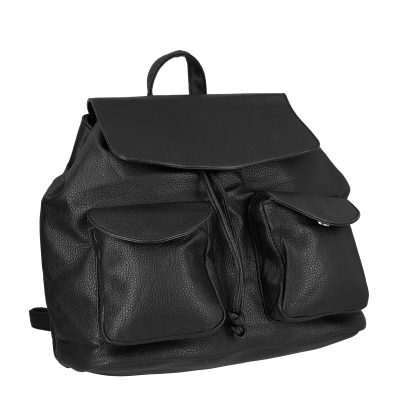 Rucsac Dama - Rucsac de femei din piele ecologica casual negru cu două buzunare Turbo Bags BSTBRU2201004