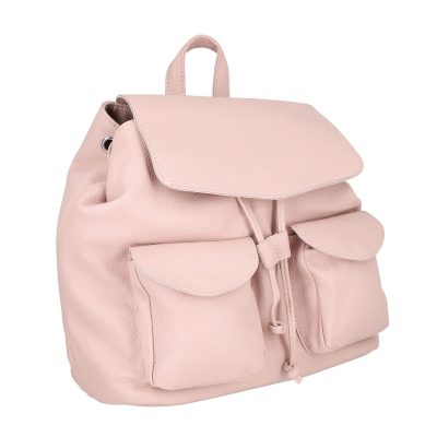 Rucsac Dama - Rucsac Dama din Piele Eco Casual Roz cu Compartiment Spatios si 2 Buzunare cu Fermoar - Turbo Bags BSTBRU2201001