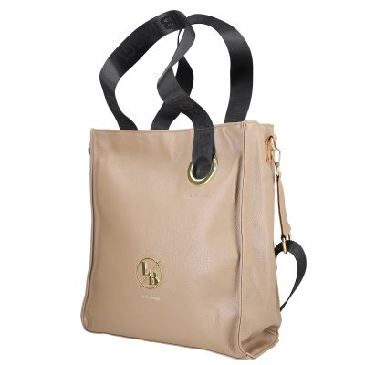 Geanta Taupe - Geanta Dama Eleganta Shopper din Piele Eco Taupe cu Buzunare si Bretea - Laura Biaggi BS2038SH2208296