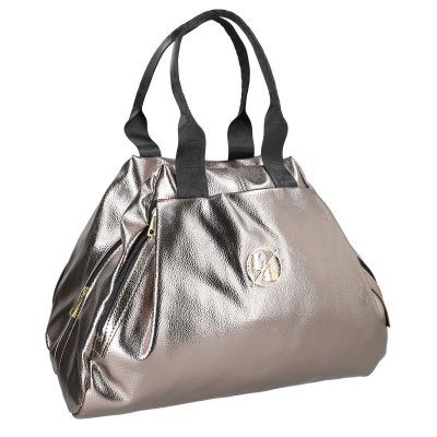 Genti Bronz - Geantă femei Shopper bronz de talie mare fermoar cu bronz din piele ecologică Laura Biaggi BS884G2208222