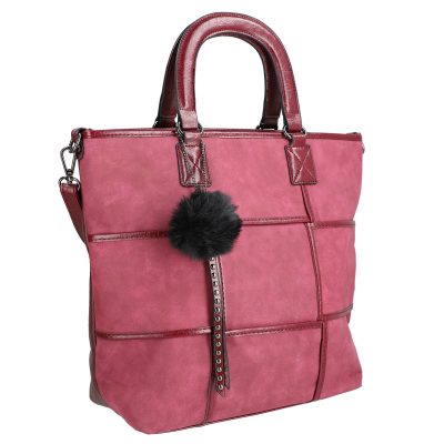 Genti Dama - Geantă femei Shopper vișiniu talie medie model întrețesut din piele ecologică MariaC BS147SH2208434