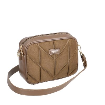 Geanta Taupe - Poșetă casual femei piele ecologică taupe cu un compartiment David Jones BS6856DJ2209105