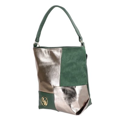 Geanta Verde - Geanta shopper de femei piele eco verde model texturat mat cu lucios cu manere si bretea Laura Biaggi BS111KB2208212