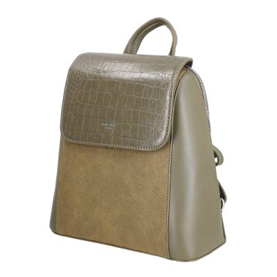 Geanta Kaki - Rucsac damă piele ecologică kaki închidere cu fermoar și capsă magnetică David Jones BS6863RU2209134