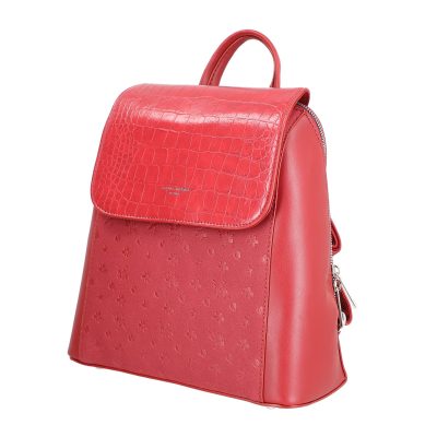 Geanta Rosie - Rucsac damă piele ecologică roșu închidere cu fermoar și capsă magnetică David Jones BS6863RU2209132