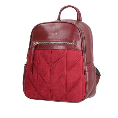 Genti Visinii - Rucsac femei piele ecologică vișiniu închidere cu fermoar și buzunar frontal David Jones BS6856RU2209127