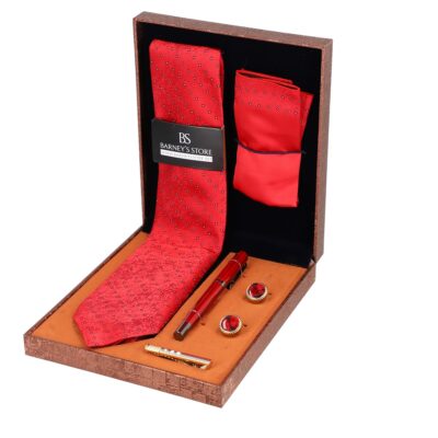 Cadouri Barbati - Set elegant pentru Bărbați Cravată Batistă Instrument de scris Butoni Ac cutie maro BSMS1PC2210512