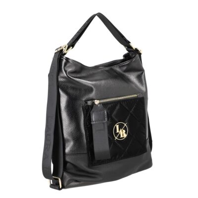 Geanta Casual Dama - Geantă Shopper tip rucsac negru cu buzunar frontal Laura Biaggi LBTR322SH2211306