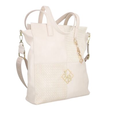 Genti Shopper - Geanta femei Shopper piele eco bej cu un compartiment Laura Biaggi BS218R2301038