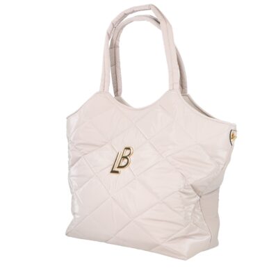 Geanta Bej - Geanta Shopper din material sintetic aspect matlasat bej cu un compartiment Laura Biaggi BS1233G2301017