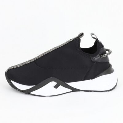 Incaltaminte Dama - Pantofi sport material textil negru cu elemente design banda cu pietricele BS043PSRO2301521