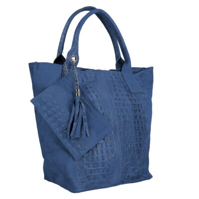 Geanta Bleumarin - Geanta Dama Bleumarin din Piele Naturala Shopper, Breloc cu Buzunar - Laura Biaggi BS0201SH2303022