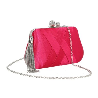 Clutch Roz - Geanta evenimente de dama din material sintetic roz fuchsia inchidere cu accesoriu metalic BS002CHM2304009