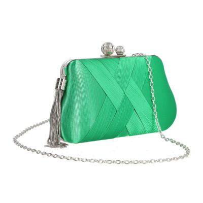 Clutch-uri de Seara - Geanta evenimente de dama din material sintetic verde inchidere cu accesoriu metalic BS002CHM2304012